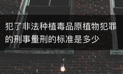 犯了非法种植毒品原植物犯罪的刑事量刑的标准是多少