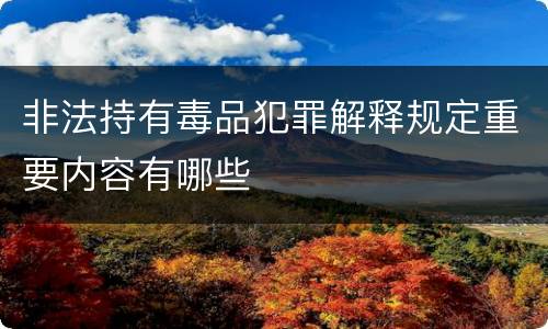 非法持有毒品犯罪解释规定重要内容有哪些