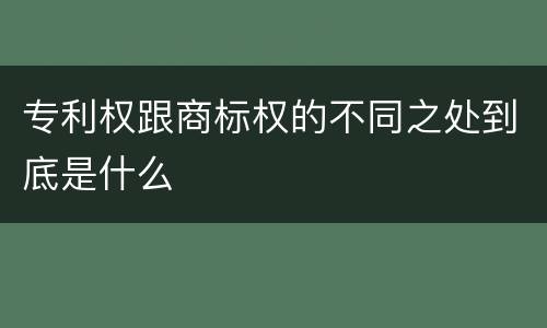 专利权跟商标权的不同之处到底是什么