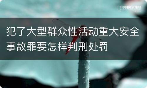 犯了大型群众性活动重大安全事故罪要怎样判刑处罚