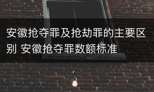 安徽抢夺罪及抢劫罪的主要区别 安徽抢夺罪数额标准