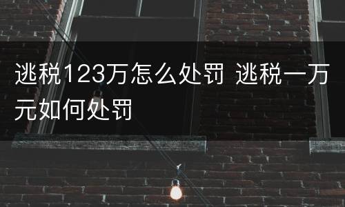 逃税123万怎么处罚 逃税一万元如何处罚