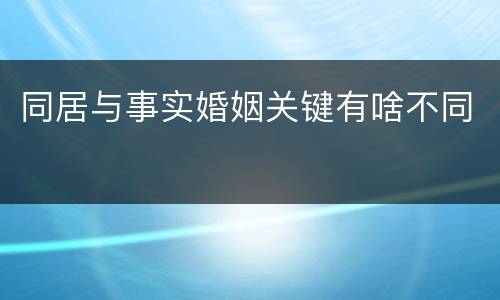 同居与事实婚姻关键有啥不同