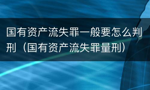 国有资产流失罪一般要怎么判刑（国有资产流失罪量刑）