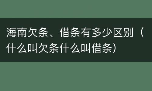 海南欠条、借条有多少区别（什么叫欠条什么叫借条）