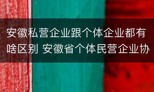 安徽私营企业跟个体企业都有啥区别 安徽省个体民营企业协会官网