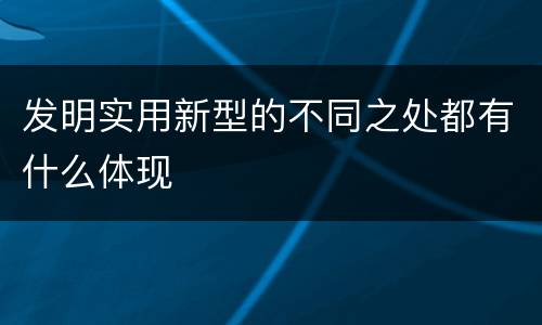 发明实用新型的不同之处都有什么体现