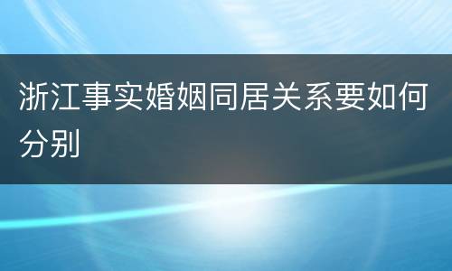 浙江事实婚姻同居关系要如何分别