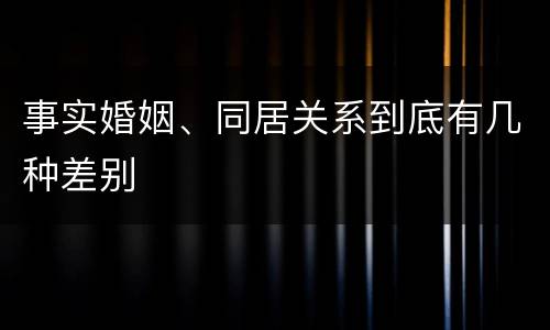 事实婚姻、同居关系到底有几种差别