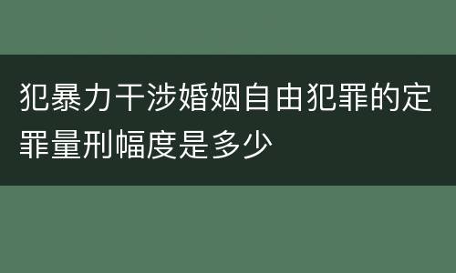 犯暴力干涉婚姻自由犯罪的定罪量刑幅度是多少