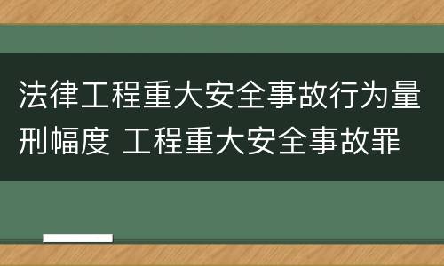 法律工程重大安全事故行为量刑幅度 工程重大安全事故罪 判例