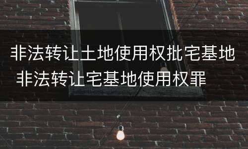 非法转让土地使用权批宅基地 非法转让宅基地使用权罪