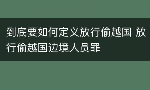 到底要如何定义放行偷越国 放行偷越国边境人员罪