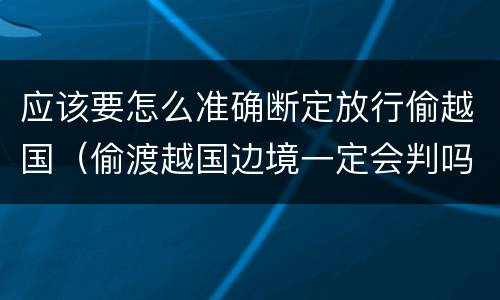 应该要怎么准确断定放行偷越国（偷渡越国边境一定会判吗?）