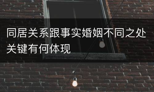 同居关系跟事实婚姻不同之处关键有何体现