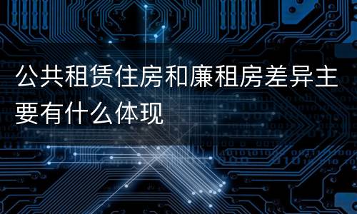 公共租赁住房和廉租房差异主要有什么体现