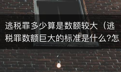 逃税罪多少算是数额较大（逃税罪数额巨大的标准是什么?怎么认定?）