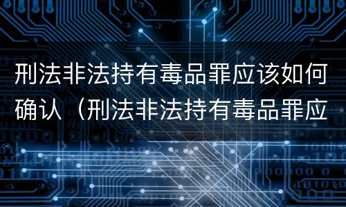 刑法非法持有毒品罪应该如何确认（刑法非法持有毒品罪应该如何确认案件）