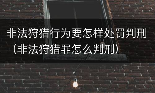 非法狩猎行为要怎样处罚判刑（非法狩猎罪怎么判刑）