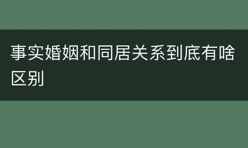 事实婚姻和同居关系到底有啥区别