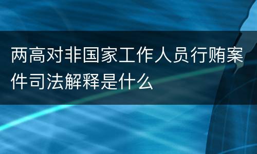 两高对非国家工作人员行贿案件司法解释是什么