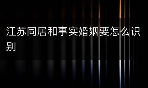 江苏同居和事实婚姻要怎么识别