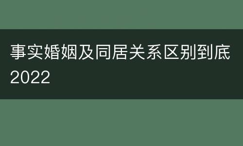 事实婚姻及同居关系区别到底2022