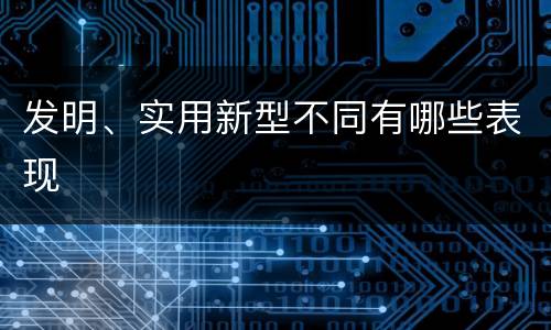 发明、实用新型不同有哪些表现