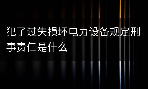 犯了过失损坏电力设备规定刑事责任是什么