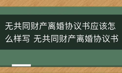 无共同财产离婚协议书应该怎么样写 无共同财产离婚协议书应该怎么样写才有效