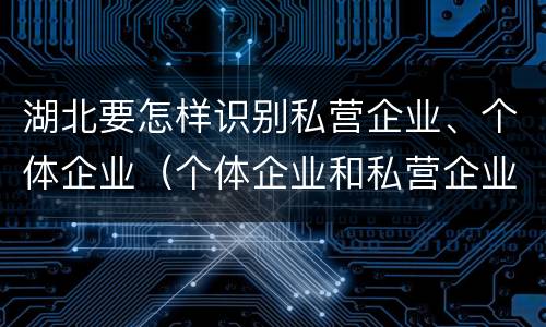 湖北要怎样识别私营企业、个体企业（个体企业和私营企业）