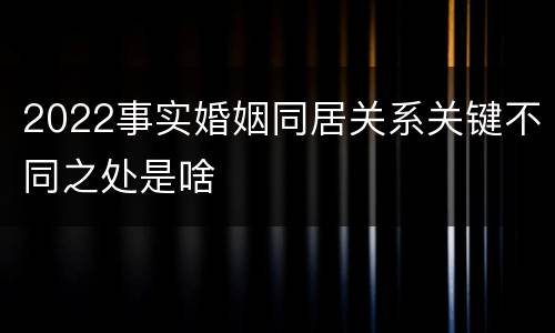 2022事实婚姻同居关系关键不同之处是啥