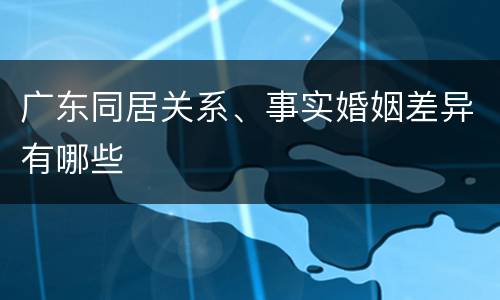 广东同居关系、事实婚姻差异有哪些