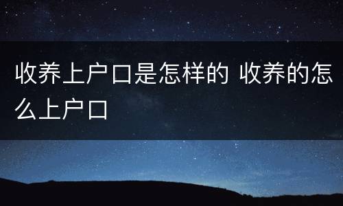 收养上户口是怎样的 收养的怎么上户口