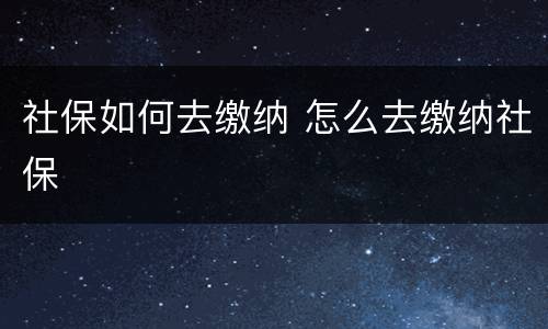 社保如何去缴纳 怎么去缴纳社保