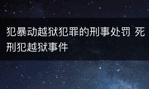 犯暴动越狱犯罪的刑事处罚 死刑犯越狱事件