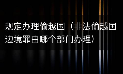 规定办理偷越国（非法偷越国边境罪由哪个部门办理）