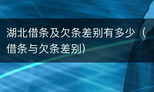 湖北借条及欠条差别有多少（借条与欠条差别）