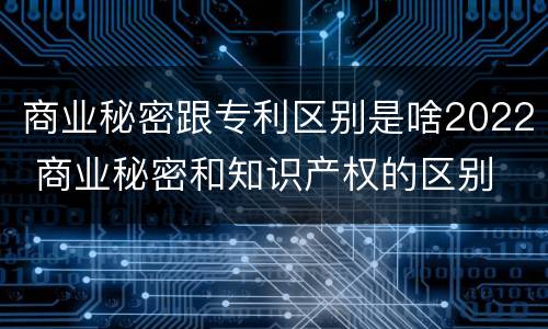 商业秘密跟专利区别是啥2022 商业秘密和知识产权的区别