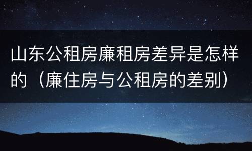 山东公租房廉租房差异是怎样的（廉住房与公租房的差别）