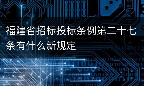 福建省招标投标条例第二十七条有什么新规定