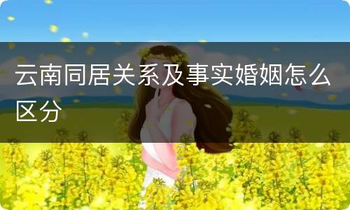 云南同居关系及事实婚姻怎么区分