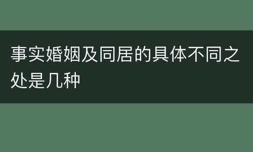 事实婚姻及同居的具体不同之处是几种