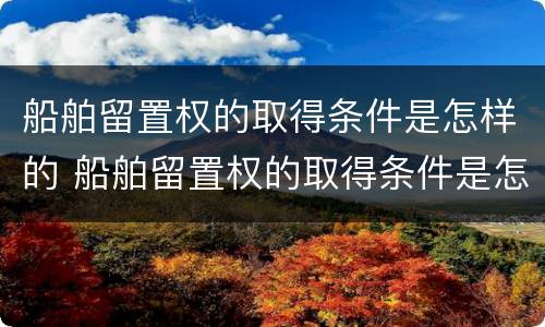 船舶留置权的取得条件是怎样的 船舶留置权的取得条件是怎样的呢