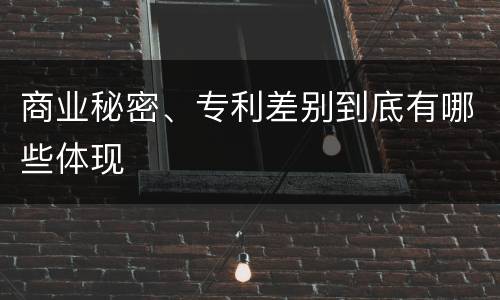 商业秘密、专利差别到底有哪些体现