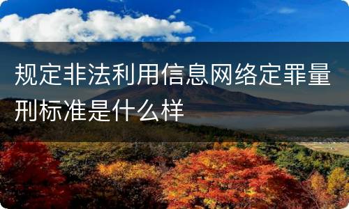 规定非法利用信息网络定罪量刑标准是什么样