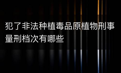 犯了非法种植毒品原植物刑事量刑档次有哪些