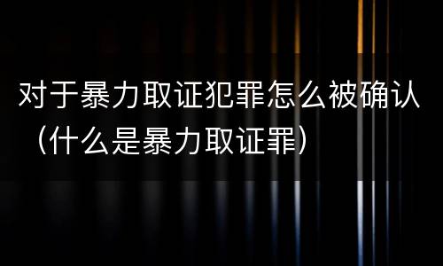 对于暴力取证犯罪怎么被确认（什么是暴力取证罪）