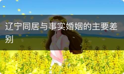 辽宁同居与事实婚姻的主要差别