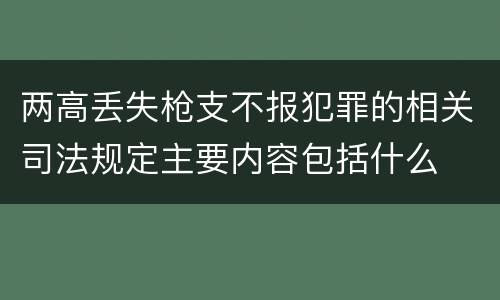 两高丢失枪支不报犯罪的相关司法规定主要内容包括什么